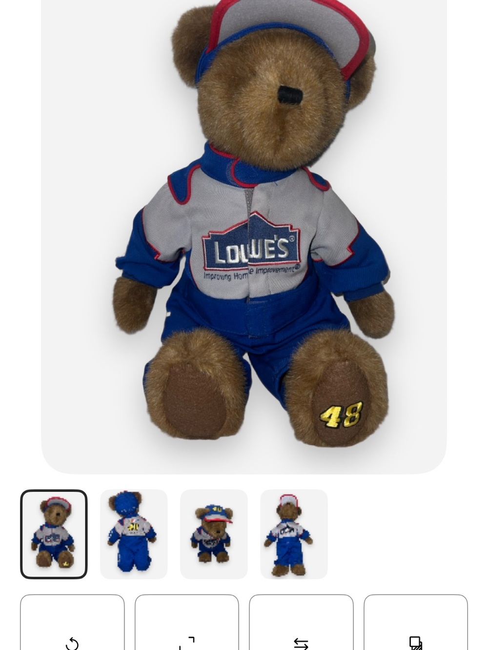 Boyds Bears Brown Bear in Blue, Gray and Red Racing Outfit